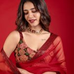 Priya Prakash Varrier Glamorous Photos: రెడ్ సారీలో ప్రియా ప్రకాష్ వారియర్ పరువాల విందు.. సొగసు చూడ తరమా..!