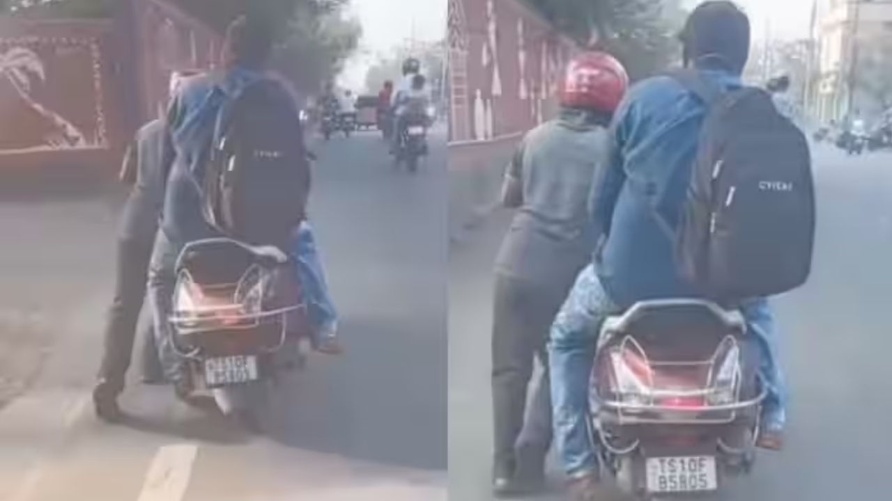 Viral Video: పెట్రోల్ అయిపోయిన కస్టమర్ బండి దిగట్లేదని తోసుకుంటూ వెళ్లిన రాపిడో డ్రైవర్