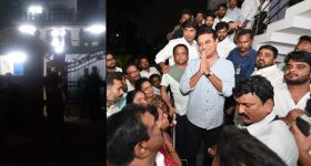 KTR arrest tension:  అర్థరాత్రి కేటీఆర్ ఇంటి వద్ద హైడ్రామా.. భారీగా తరలివచ్చిన కార్యకర్తలు