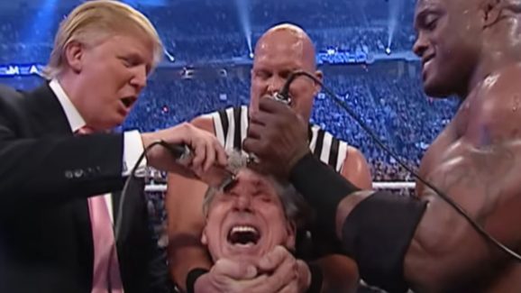 Donald Trump : అమెరికా మంత్రి భర్తకు వేల మందిలో గుండు కొట్టిన ట్రంప్.. ఎందుకంటే.?