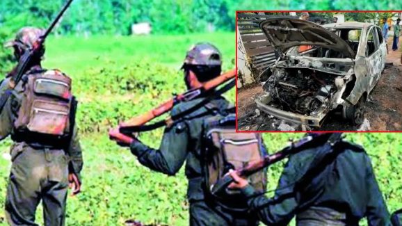 Maoists Set Car Fire: ఏపీ మన్యంలో అలజడి.. కారును తగలబెట్టిన మావోయిస్టులు