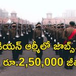 Indian Army Jobs:  బీటెక్ పాసైతే చాలు.. ఇండియన్ ఆర్మీలో జాబ్స్.. జీతం రూ.2,50,000