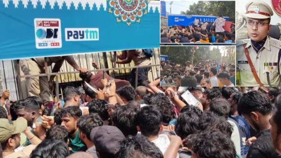 Cricket Match Ticket Chaos : క్రికెట్ మ్యాచ్ టికెట్ల కోసం తొక్కిసలాట.. స్టేడియం వద్ద ఉద్రిక్తత! Cricket Match Ticket Chaos : క్రికెట్ మ్యాచ్ టికెట్ల కోసం తొక్కిసలాట.. స్టేడియం వద్ద ఉద్రిక్తత!