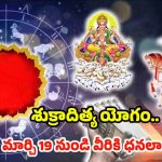 Shukraditya Yoga 2025: శుక్రాదిత్య యోగం.. మార్చి 19 నుండి వీరికి ఆకస్మిక ధనలాభం
