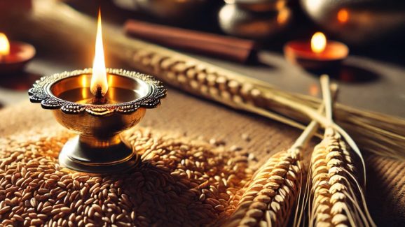 Grains and Lamp: పూజ సమయంలో దీపం కింద ధాన్యాలను ఎందుకు వెయ్యాలి?
