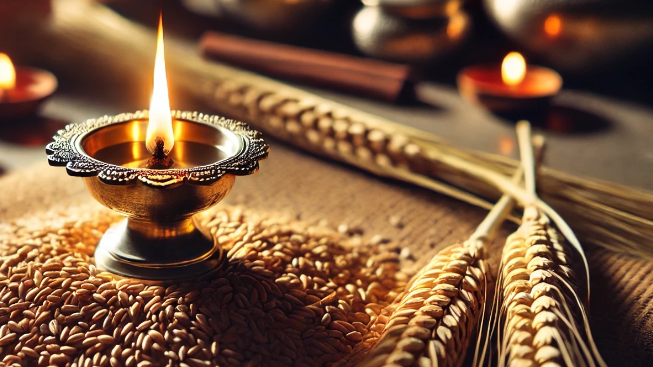 Grains and Lamp: పూజ సమయంలో దీపం కింద ధాన్యాలను ఎందుకు వెయ్యాలి?