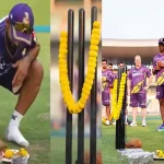 KKR Performs Pooja: మళ్లీ కప్ గెలవాలని.. KKR పూజలు.. వికెట్లకే దండేసి దండం పెట్టారు !
