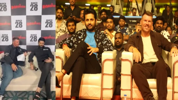 Warner Watching SRH vs RR: తెలుగు హీరోతో SRH మ్యాచ్ చూస్తున్న వార్నర్