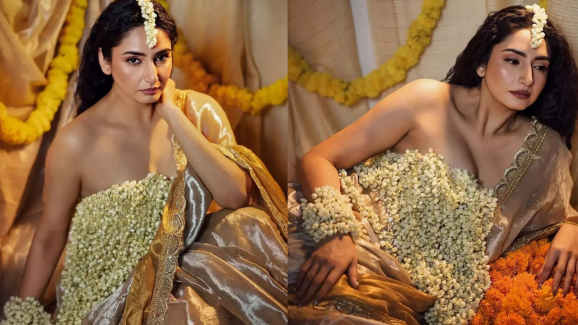 Heroine : పూలను ఒళ్ళంతా చుట్టుకొని నటి సంచలనం.. ఇదేం ఫ్యాషన్ తల్లి..