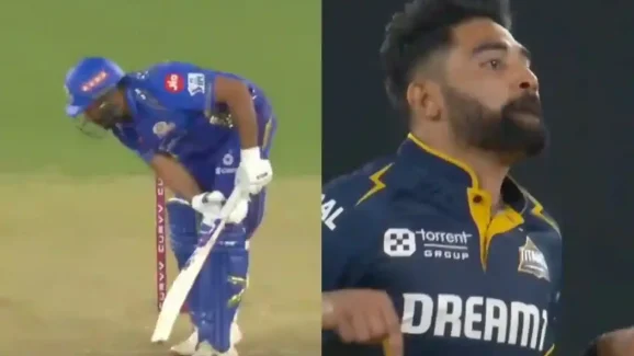 MI VS GT: రోహిత్ శర్మ క్లీన్-బౌల్డ్.. ర్యాగింగ్ చేసిన సిరాజ్…!