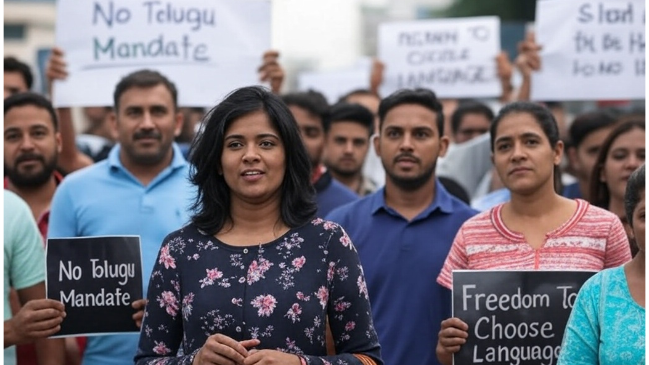 Protest against telugu: మాపై తెలుగు రుద్దొద్దు.. హైదరాబాద్ లో పేరెంట్స్ నిరసన