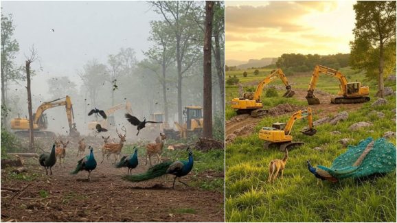 Telanagana News : జింకలు, నెమళ్లు.. గ్రాఫిక్స్, ఏఐ ఫోటోలతో గోల్‌మాల్.. HCU రాజకీయం