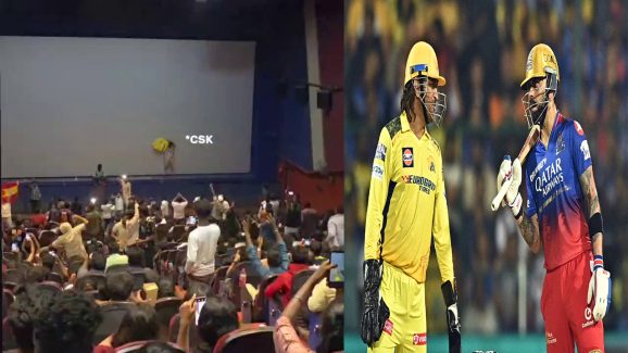 RCB VS CSK : థియేటర్ లోనే కొట్టుకున్న ధోని, కోహ్లీ ఫ్యాన్స్… జెర్సీలు పట్టుకుని మరీ