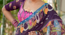 Sravanthi Chokarapu : కలర్ ఫుల్ శారీలో కేక పుట్టిస్తున్న స్రవంతి.. మతిపోగొడుతుంది..