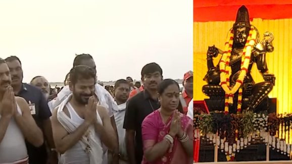 CM Revanth Reddy : సీఎం రేవంత్ పుష్కర స్నానం.. సరస్వతీ విగ్రహ ఆవిష్కరణ..