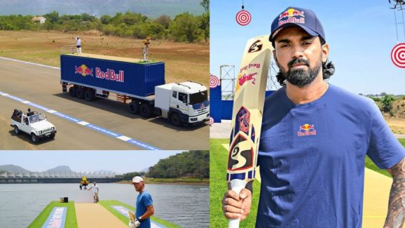 KL Rahul : రెడ్ బుల్ ఛాలెంజ్.. ట్రక్కు పై 110 మీటర్ల సిక్స్ కొట్టిన KL రాహుల్
