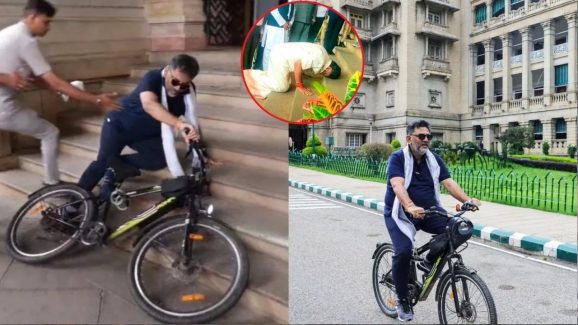 Viral Video : సైకిల్‌పై నుంచి పడిపోయిన డిప్యూటీ సీఎం.. వీడియో వైరల్