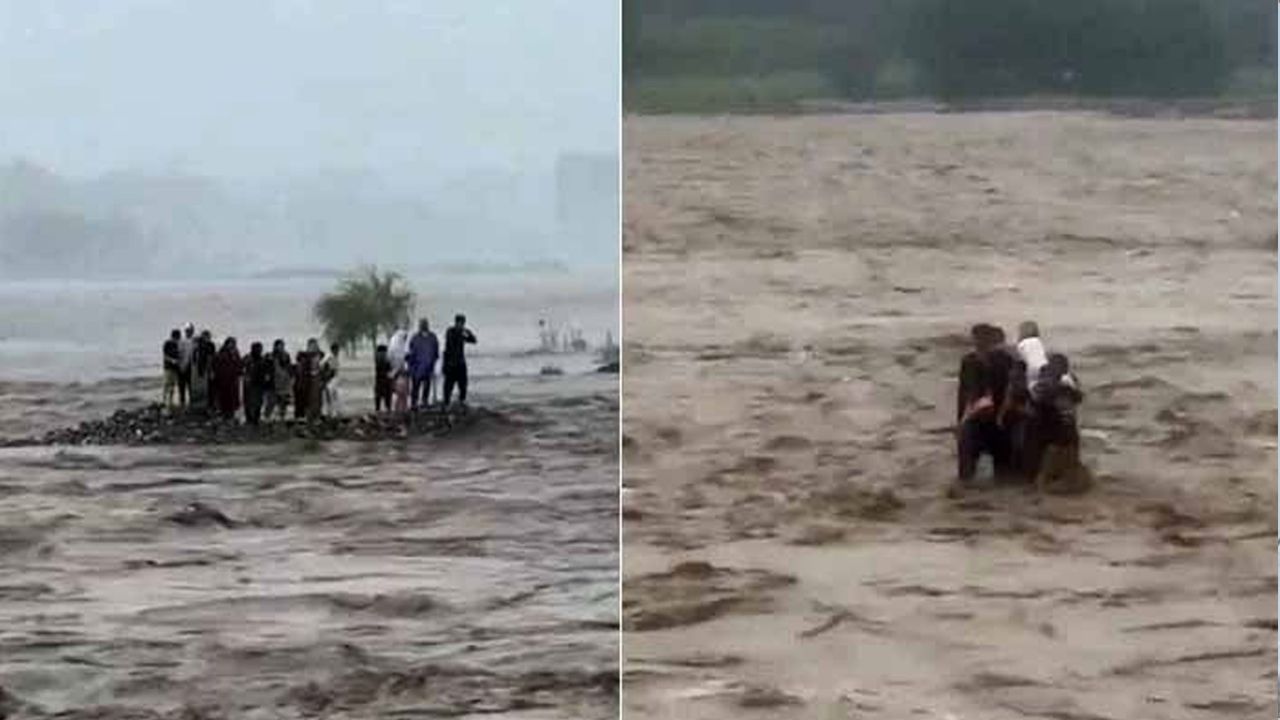 Viral Video : చుట్టూ రాకాసి వరద.. మధ్యలో 17 మంది.. షాకింగ్ వీడియో
