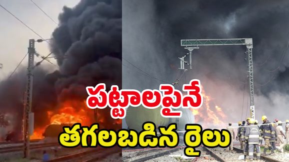 Train Fire Incident: పట్టాలు తప్పిన గూడ్స్‌ రైలు.. భారీగా చెలరేగిన మంటలు