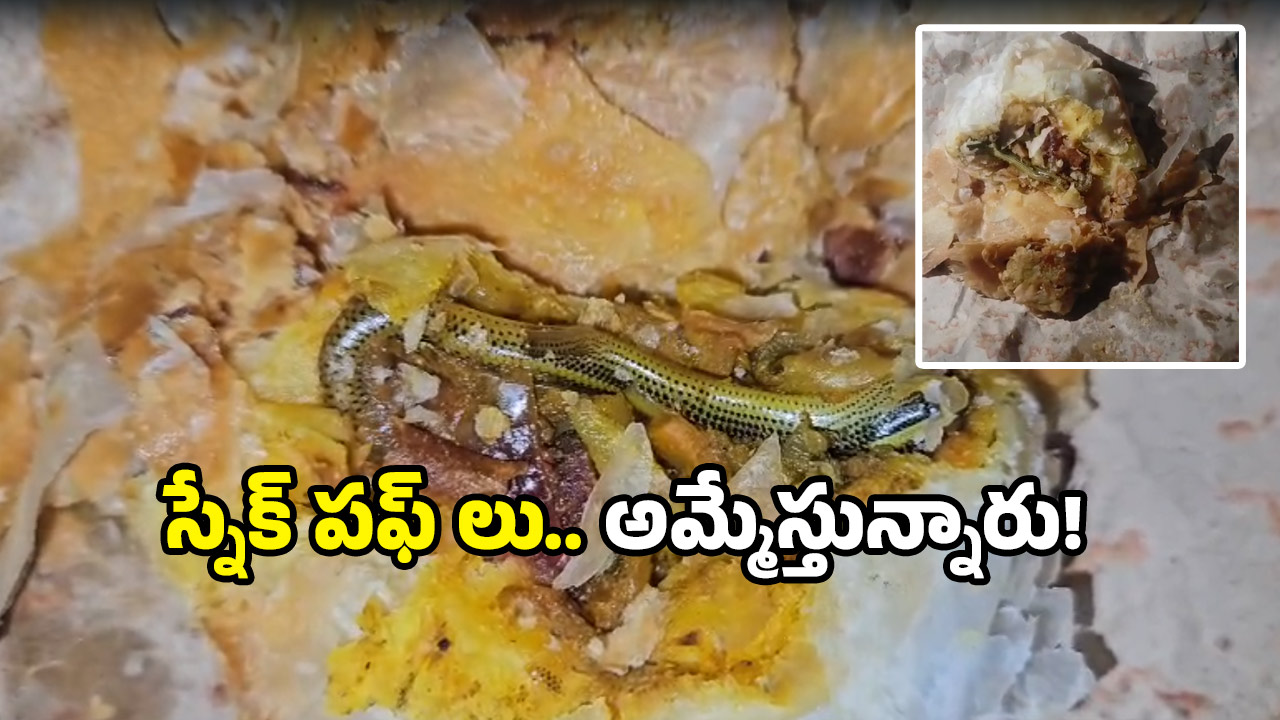 Jadcherla bakery: కర్రీ పఫ్ తింటుంటే నోటికి మెత్తగా తగిలింది.. ఏంటా అని చూస్తే పాము!