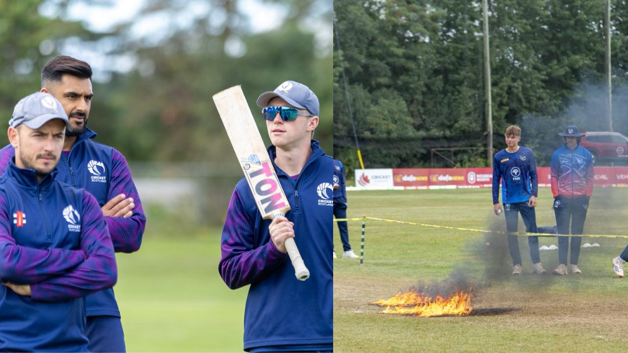 Namibia vs Scotland : మ్యాచ్ జరుగుతుండగా కలకలం… ఒక్కసారిగా గ్రౌండ్ లో మంటలు.. అసలు ఏం జరిగిందంటే