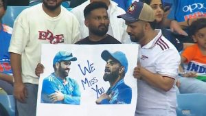 Asia Cup 2025 : దుబాయ్ స్టేడియం లో టీమిండియా ఫ్యాన్స్ రచ్చ… రోహిత్, కోహ్లీ ప్లకార్డులతో