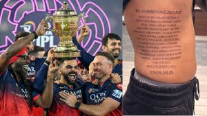 RCB : వీడురా RCB ఫ్యాన్ అంటే… ప్లేయర్లందరి పేరు రాసుకున్నాడు
