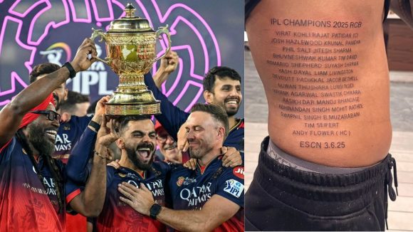 RCB : వీడురా RCB ఫ్యాన్ అంటే… ప్లేయర్లందరి పేరు రాసుకున్నాడు