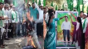 Mulugu Tribal Farmers: కేటీఆర్ దిష్టి బొమ్మ దహనం చేసిన గిరిజన రైతులు..