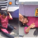 Free Bus Ticket: డీలక్స్ బస్సులో ఫ్రీ టికెట్ ఇవ్వలేదని.. బస్సు కింద పడుకుని మహిళ హల్ చల్