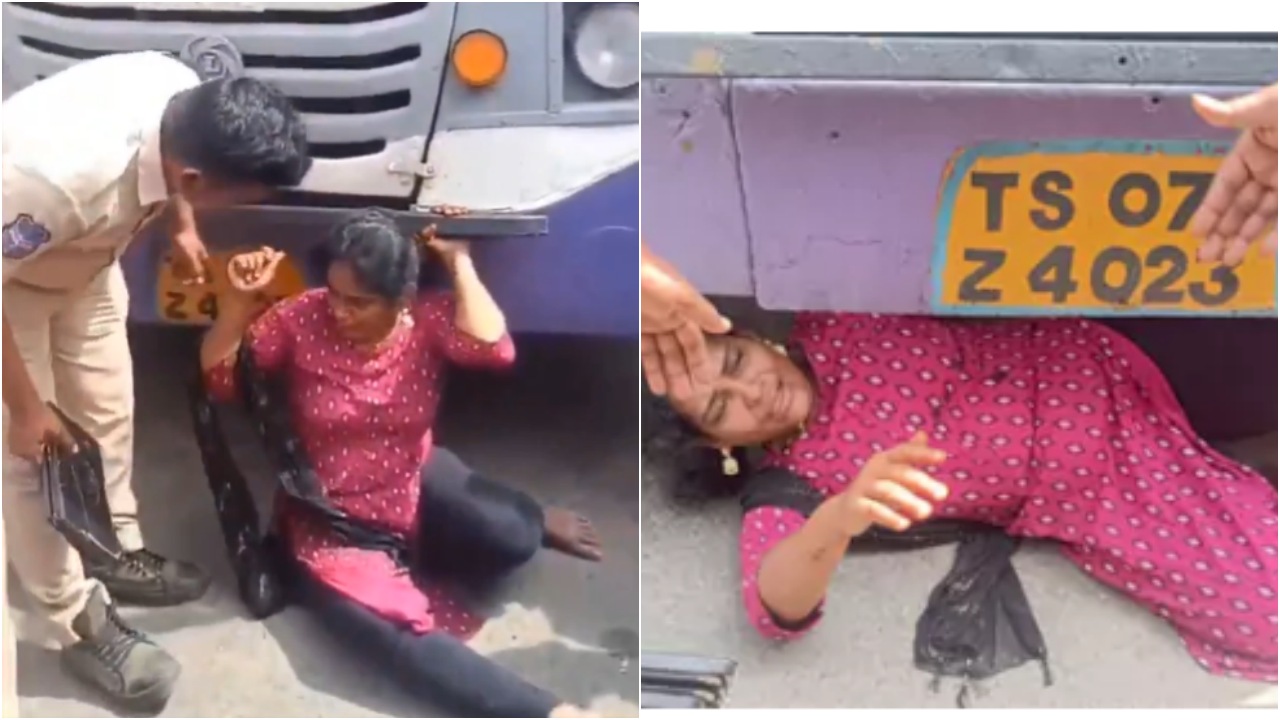 Free Bus Ticket: డీలక్స్ బస్సులో ఫ్రీ టికెట్ ఇవ్వలేదని.. బస్సు కింద పడుకుని మహిళ హల్ చల్