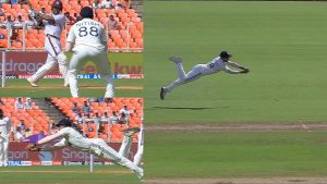 Nitish Kumar Reddy Catch: కళ్లు చెదిరే క్యాచ్ పట్టిన నితీశ్ కుమార్..గాల్లోకి ఎగిరి మ‌రీ