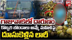Visakhapatnam: నిద్ర మత్తులో డ్రైవర్.. కొబ్బరి అమ్మే మహిళ పైకి లారీ
