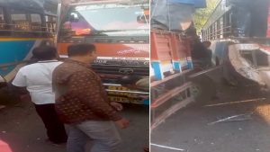 Rajendranagar Accident: ఆర్టీసీ బస్సును ఢీకొట్టిన డీసీఎం వాహనం..