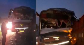 Road Accident: లారీని ఢీ కొట్టిన ప్రైవేటు ట్రావెల్ బస్సు, స్పాట్‌‌లో డజను మంది, ఆపై ఇద్దరు