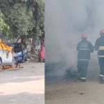 Hyderabad: హైదరాబాద్‌ ఎన్టీఆర్‌ స్టేడియం వద్ద కారుకు మంటలు.. పూర్తిగా దగ్దం అయిన కారు