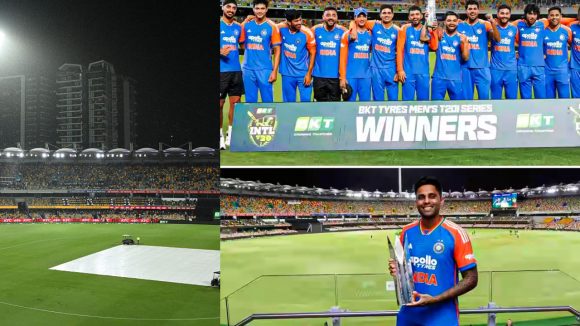 Ind vs aus 5Th T20I : స్టేడియంలో ఉరుములు, మెరుపులు మ్యాచ్ రద్దు.. సిరీస్ భారత్ కైవసం