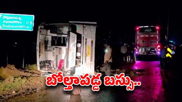 Bus Accident: నెల్లూరు హైవేపై ట్రావెల్స్‌ బస్సు బోల్తా.. స్పాట్‌లో 20 మంది