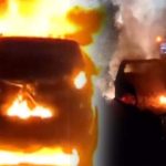 Srisailam Road: శ్రీశైలం ఘాట్ రోడ్డులో ఘోర రోడ్డు ప్రమాదం.. మంటల్లో దగ్దమైన కారు.. స్పాట్‌లో 6గురు