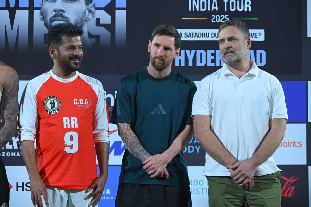 CM Revanth Reddy Vs Lionel Messi Photo Gallery