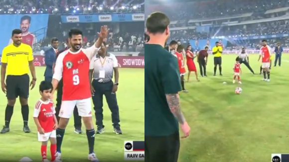 CM Revanth vs Lionel Messi: సీఎం రేవంత్ మనమడితో మెస్సీ ఫుట్‌బాల్