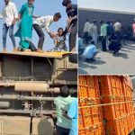 School Bus Accident:  శంషాబాద్‌ సమీపంలో ఘోర ప్రమాదం..  పాఠశాల బస్సు బోల్తా.. స్పాట్‌లో 60 మంది