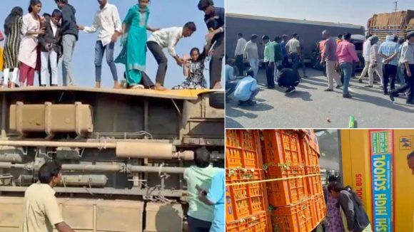 School Bus Accident:  శంషాబాద్‌ సమీపంలో ఘోర ప్రమాదం..  పాఠశాల బస్సు బోల్తా.. స్పాట్‌లో 60 మంది