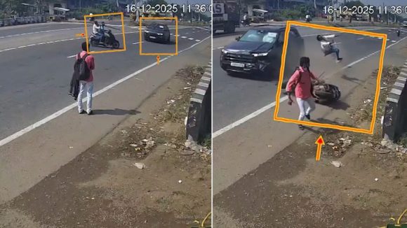 Road Accident: విజయవాడలో ఘోర రోడ్డు ప్రమాదం.. గాల్లో ఎగిరిన బైకర్లు, ఇదిగో సీసీటీవీ ఫుటేజ్