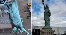 Liberty Replica Statue:తుఫాన్ బీభత్సం, కుప్పకూలిన స్టాట్యూ ఆఫ్ లిబర్టీ!