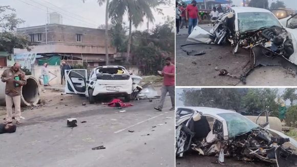 Road Accident: ఘోర రోడ్డు ప్రమాదం.. డివైడర్‌ను ఢీ కొట్టి ఎగిరిపడిన కారు, స్పాట్‌లో