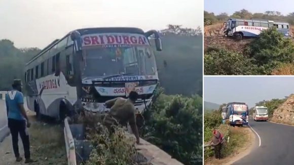 Road Accident: ట్రావెల్ బస్సుకి బ్రేక్ ఫెయిల్.. డివైడర్‌‌ని ఢీ కొట్టి, స్పాట్‌లో 40 భవానీలు