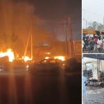 Road Accident: కాకినాడలో ఘోర ప్రమాదం.. ఢీ కొన్న రెండు కంటైనర్లు, ఒకరు సజీవదహనం