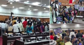 GVMC Council: గీతం భూముల ఇష్యూ.. జీవీఎంసీ కౌన్సిల్‌లో రచ్చ, వైసీపీ, వామపక్షాల కార్పొరేటర్ల ఆందోళన
