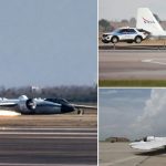 NASA Aircraft: నాసా రీసెర్చ్‌ విమానం.. ల్యాండింగ్‌ గేర్‌ లేకుండానే, వెనుక నుంచి భారీగా మంటలు